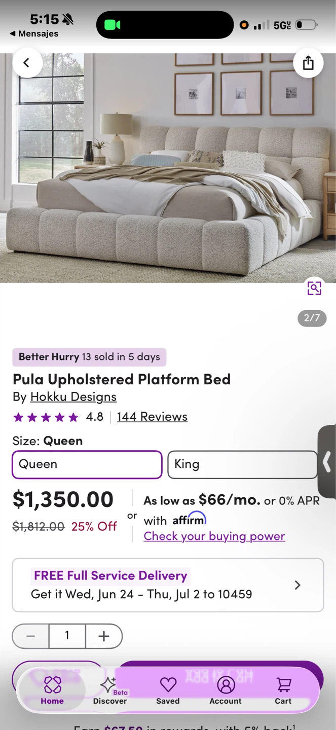 Pula Upholstered Platform Bed by Hokku Designs - Queen Size - photo 3