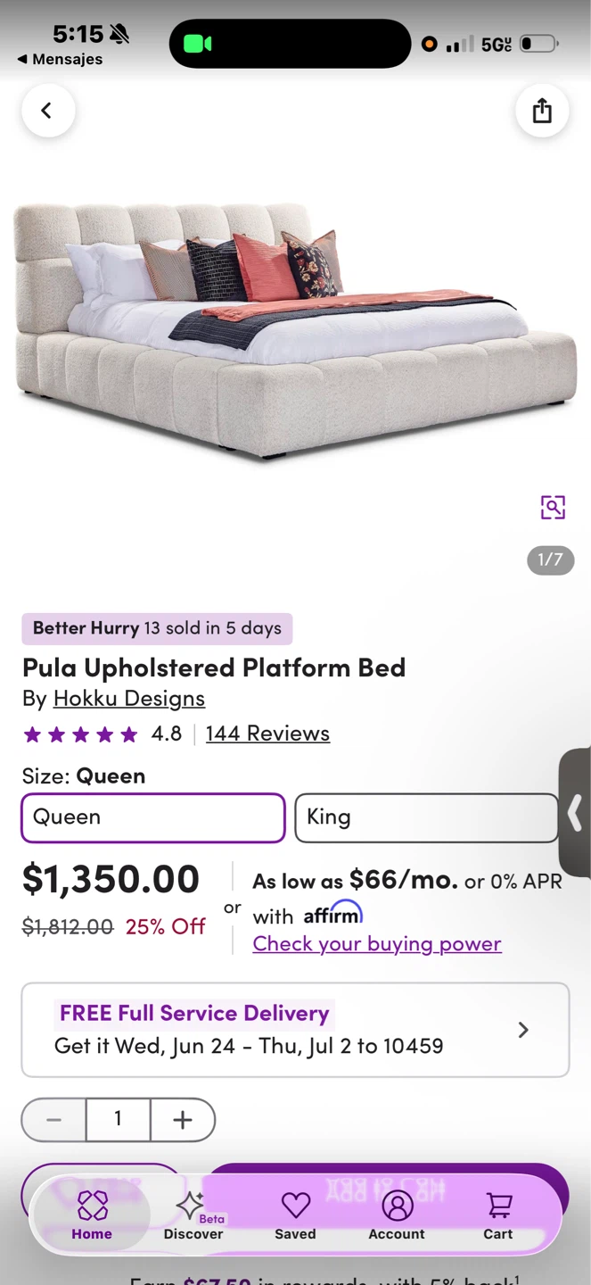 Pula Upholstered Platform Bed by Hokku Designs - Queen Size - photo 4