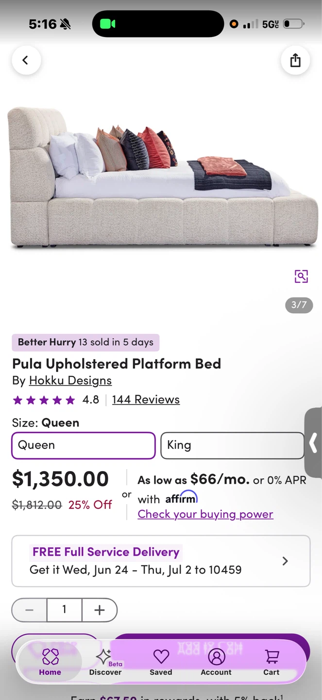 Pula Upholstered Platform Bed by Hokku Designs - Queen Size - photo 2