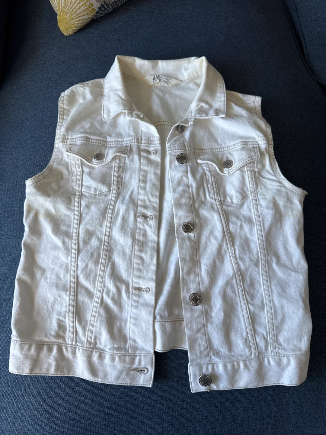 H&M White Denim Vest - Size 11-12A