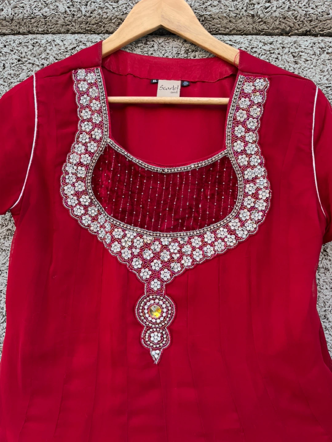Scarlet Kurti, Pants, and Dupatta Set - Red - photo 2