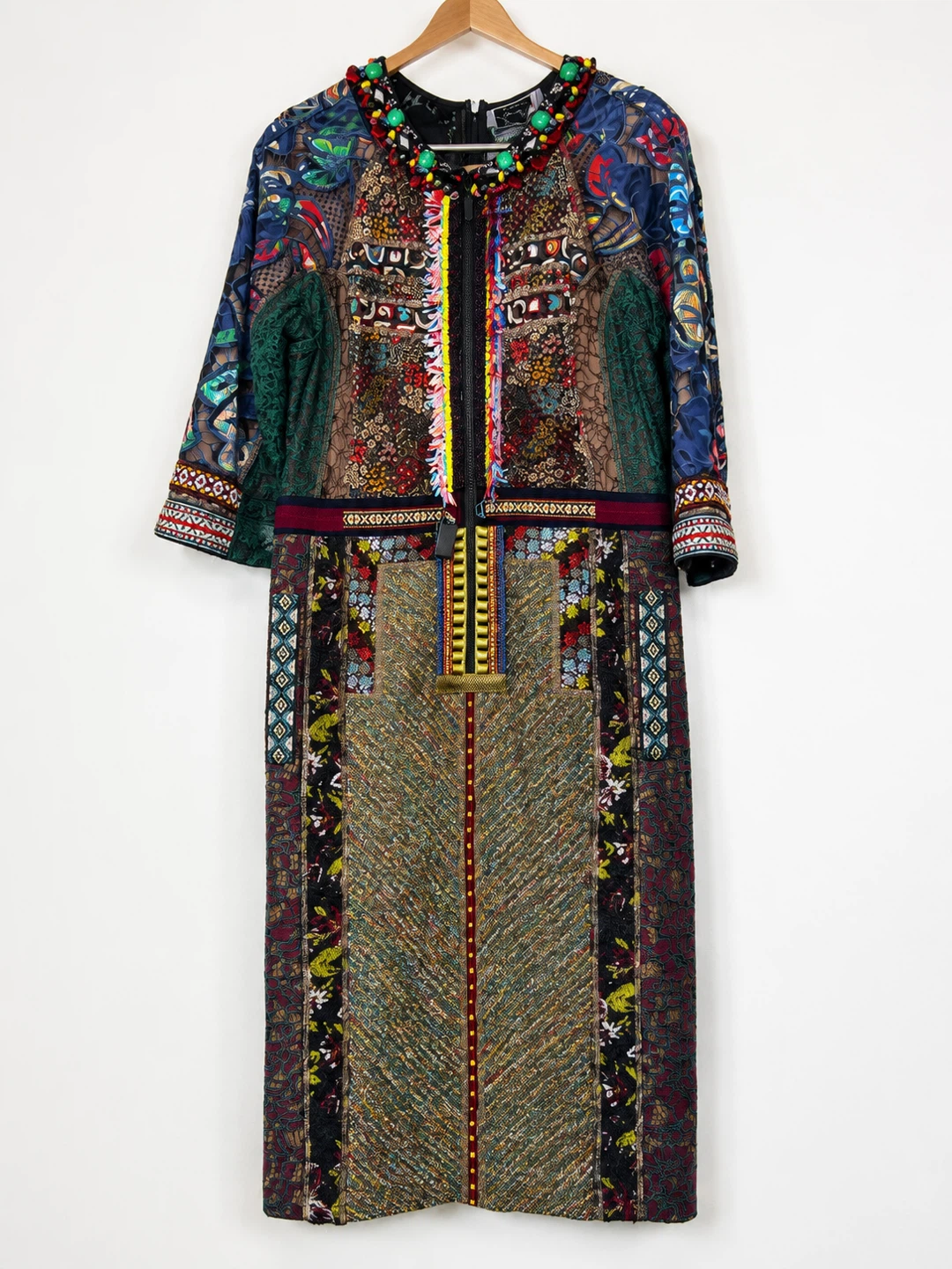 Byron Lars Anthropologie Beaded Embroidered Patchwork Dress