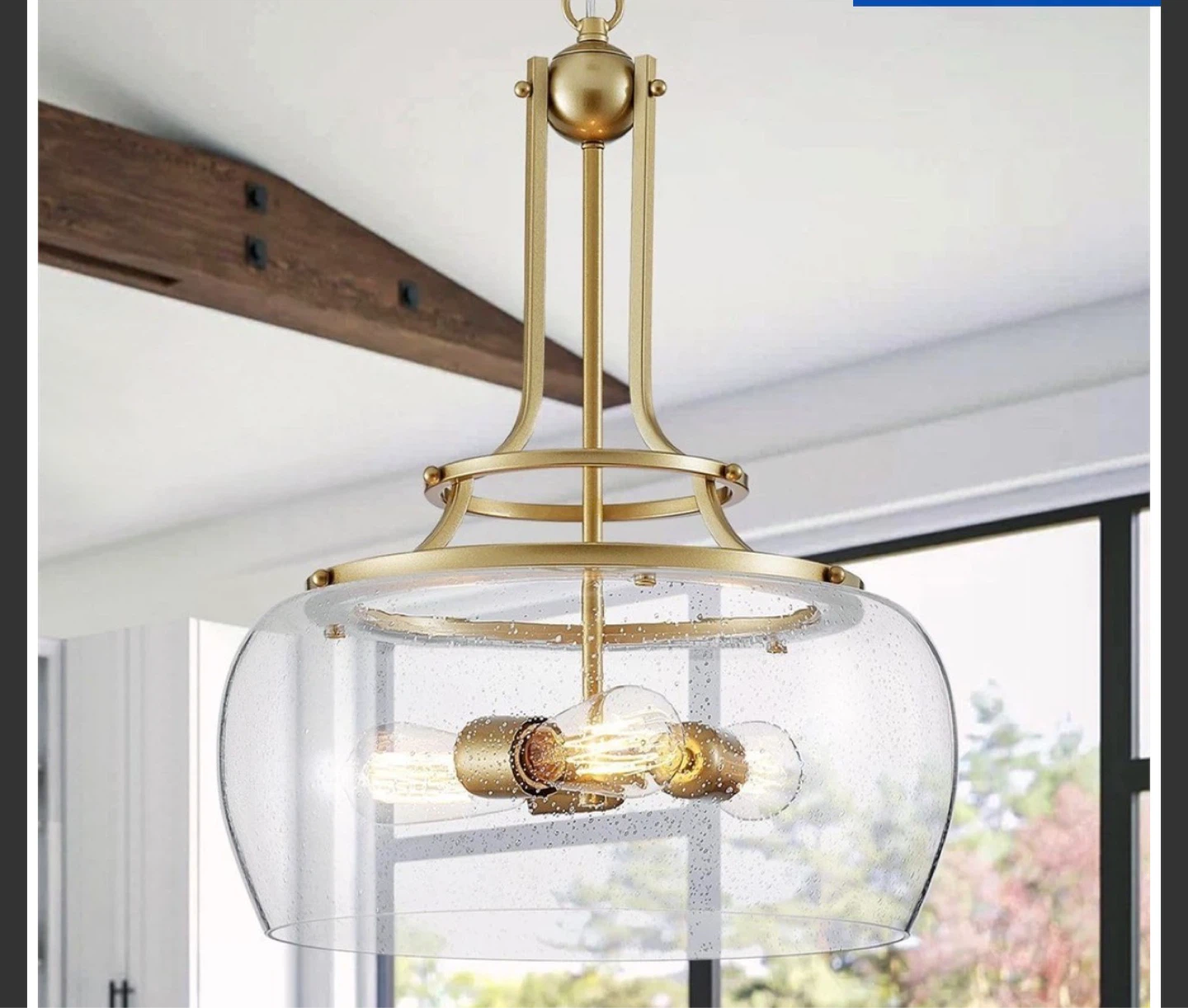 WUZUPS® 3-Light Rustic Farmhouse Chandelier - Gold - photo 2