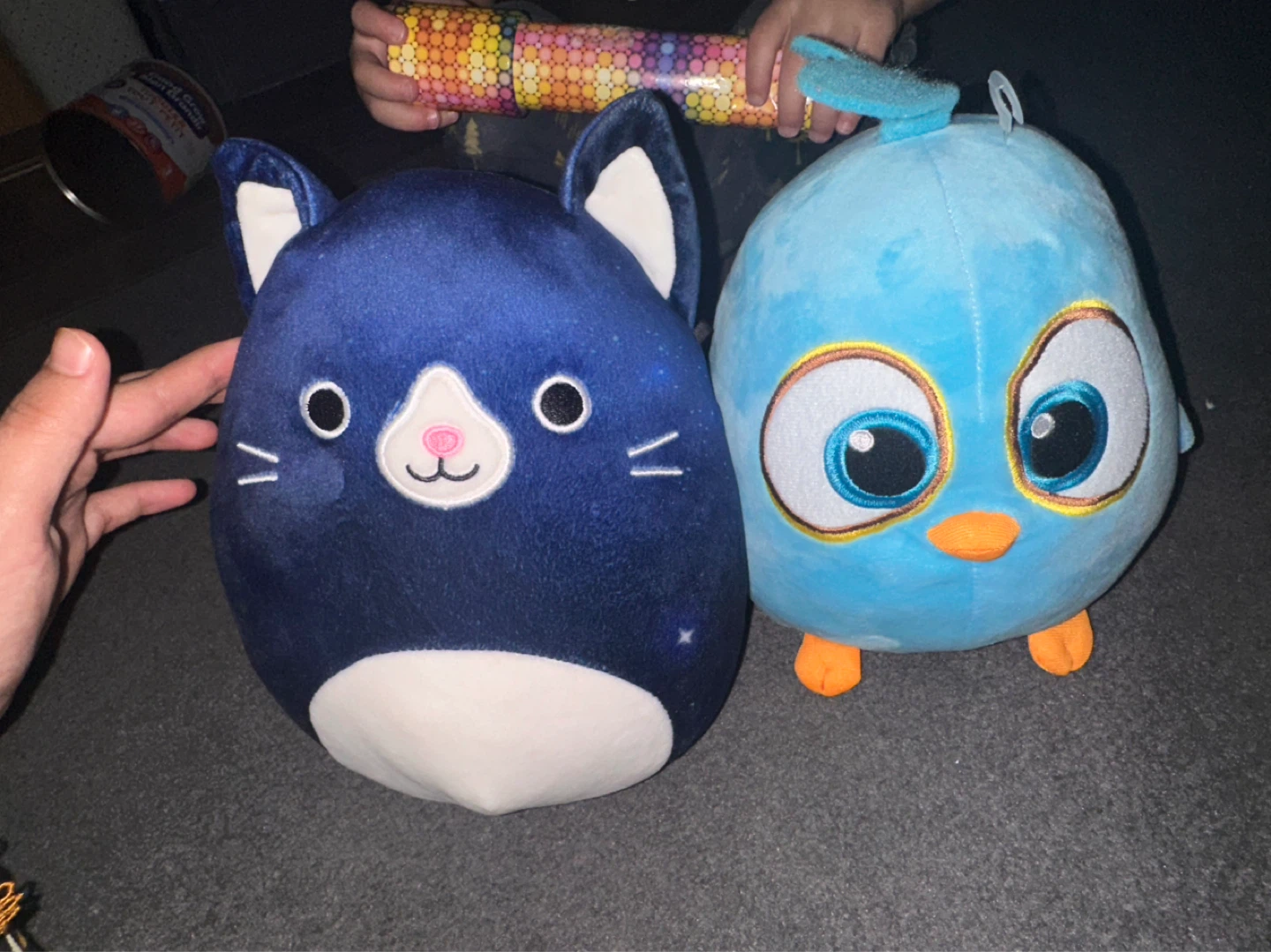 Blue Cat and Bird Plush Toys