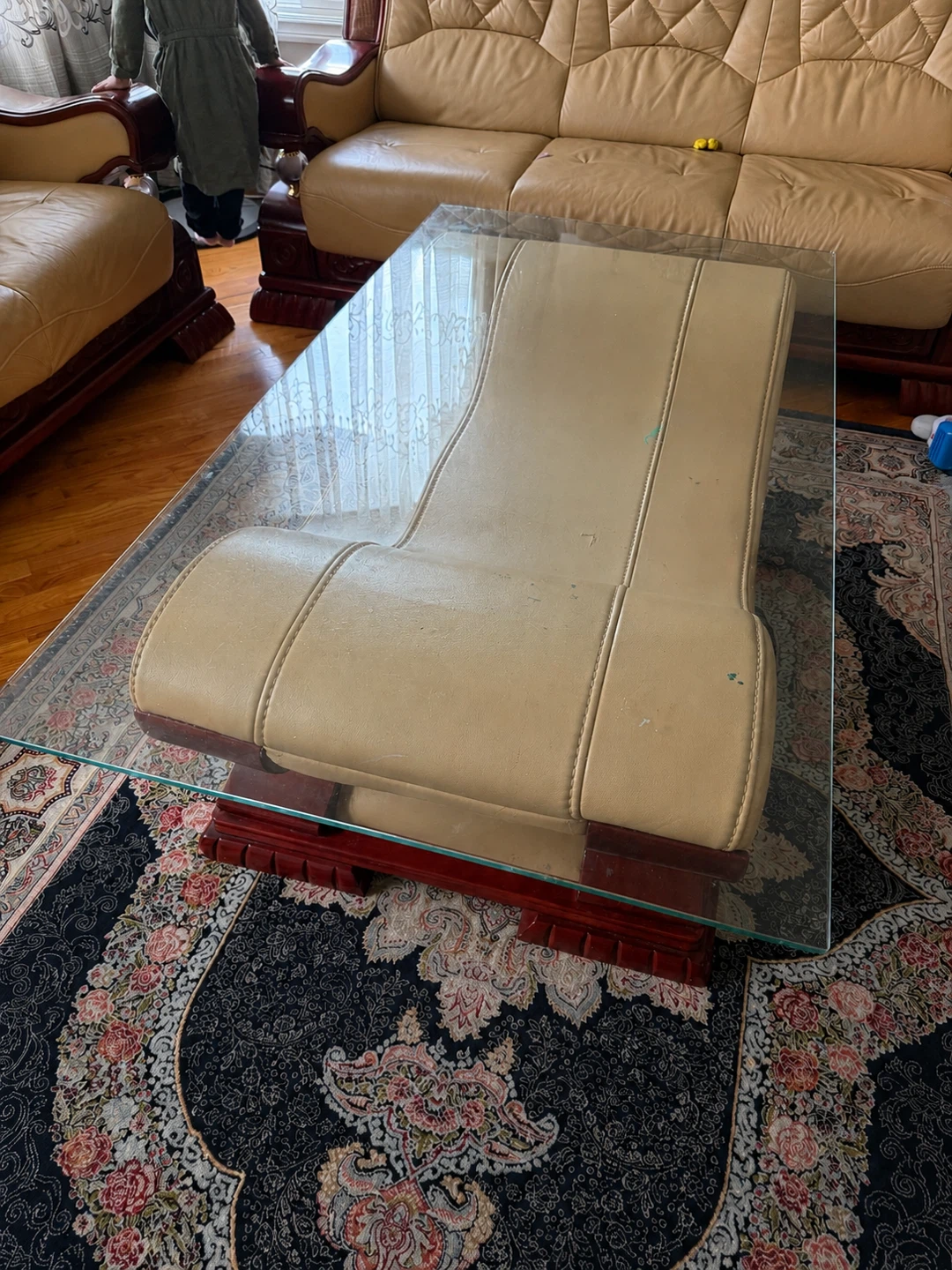 Table with Faux Leather Base