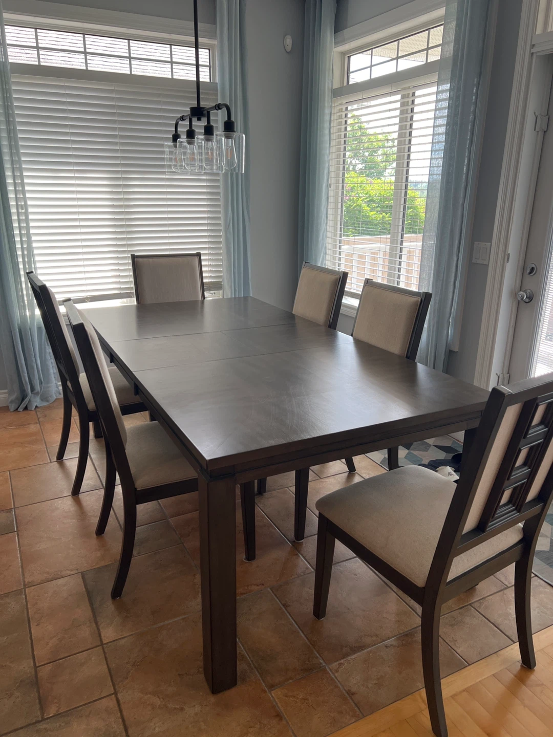 Dark Brown Dining Table with 6 Chairs