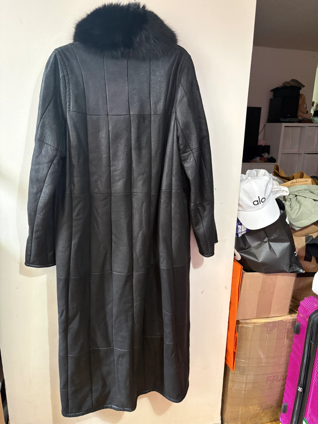 CHRIST Black Leather Coat with Fur Collar - photo 2