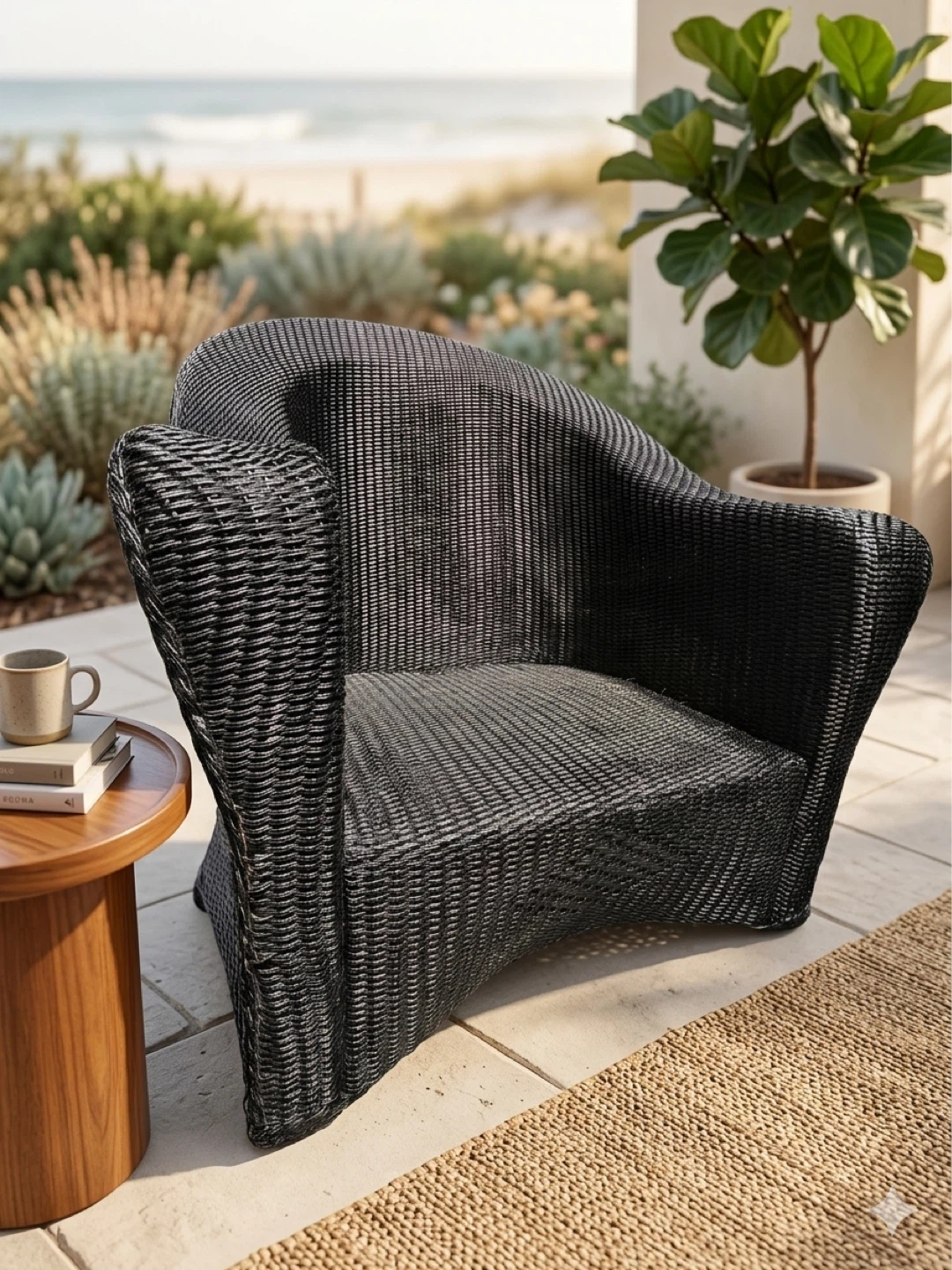 Black Wicker rocking Armchair