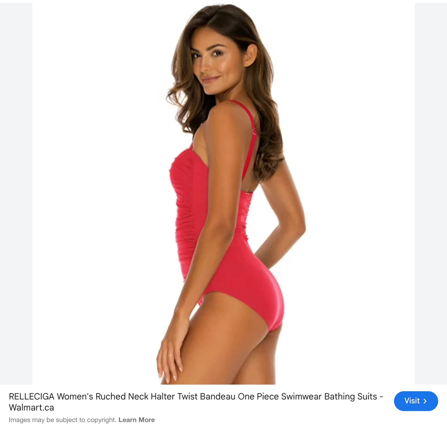 NWT Ladies Red Ruched One-Piece Swimsuit - S - photo 3