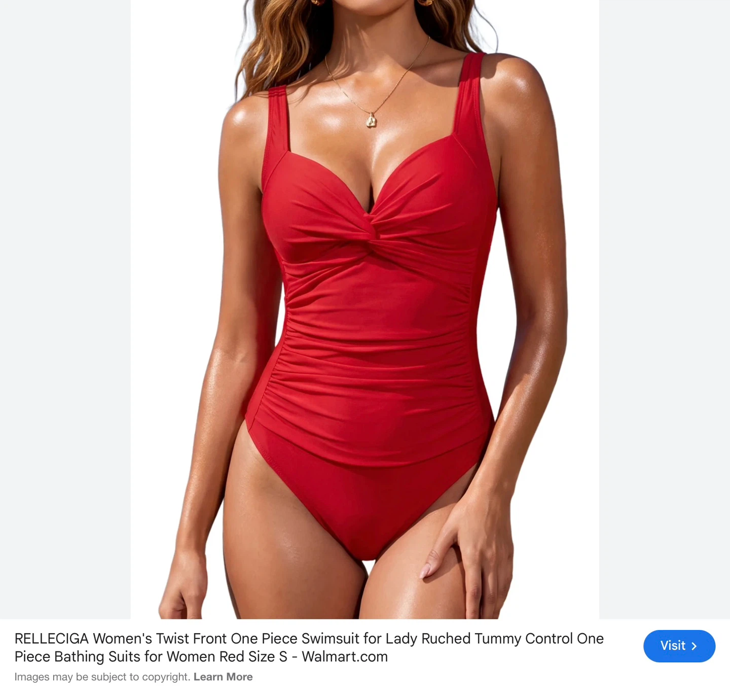 NWT Ladies Red Ruched One-Piece Swimsuit - S - photo 2