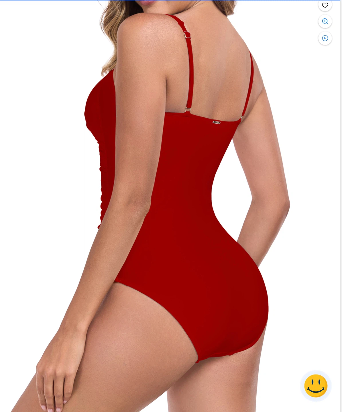 NWT Ladies Red Ruched One-Piece Swimsuit - S - photo 4