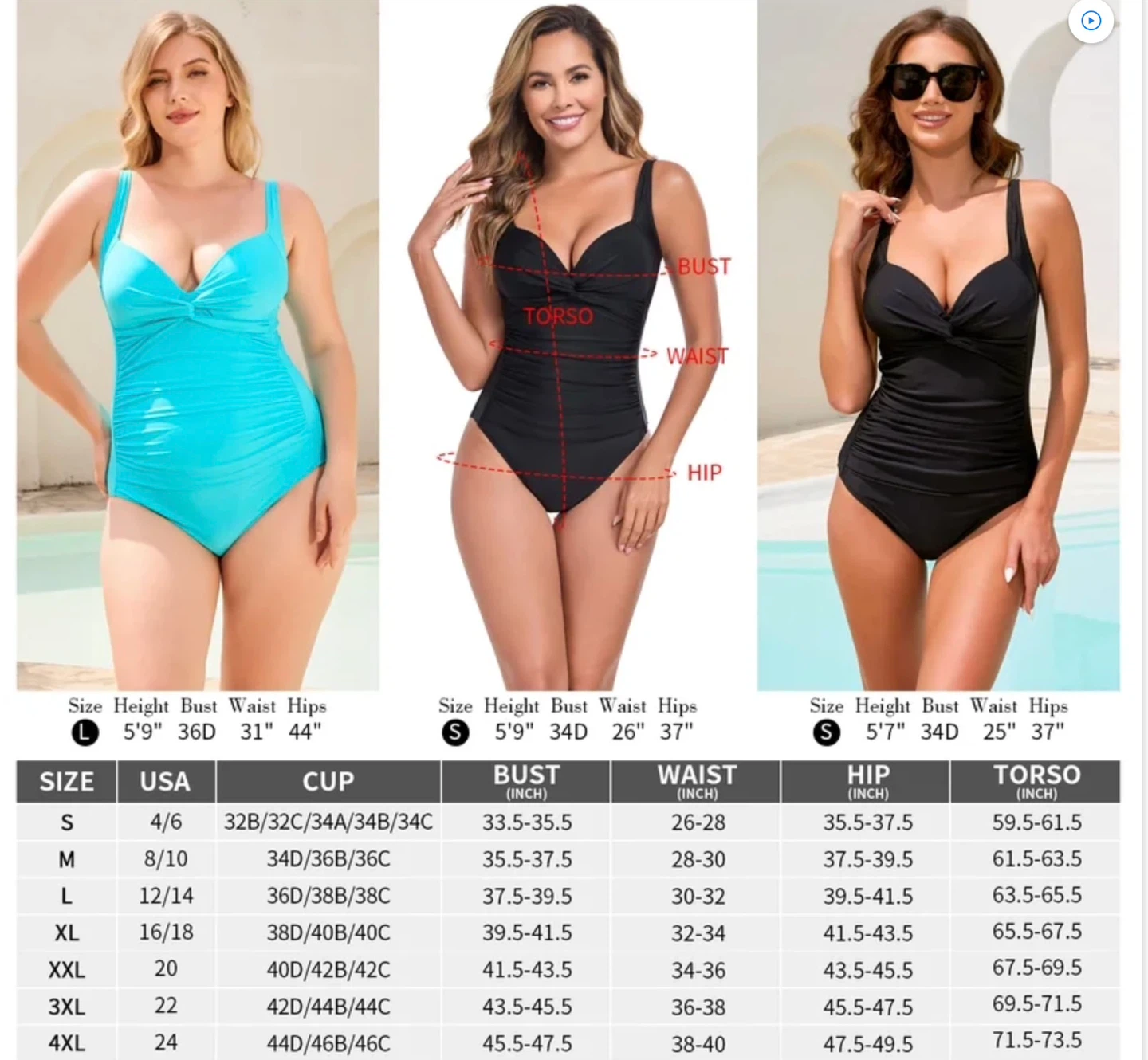 NWT Ladies Red Ruched One-Piece Swimsuit - S - photo 5