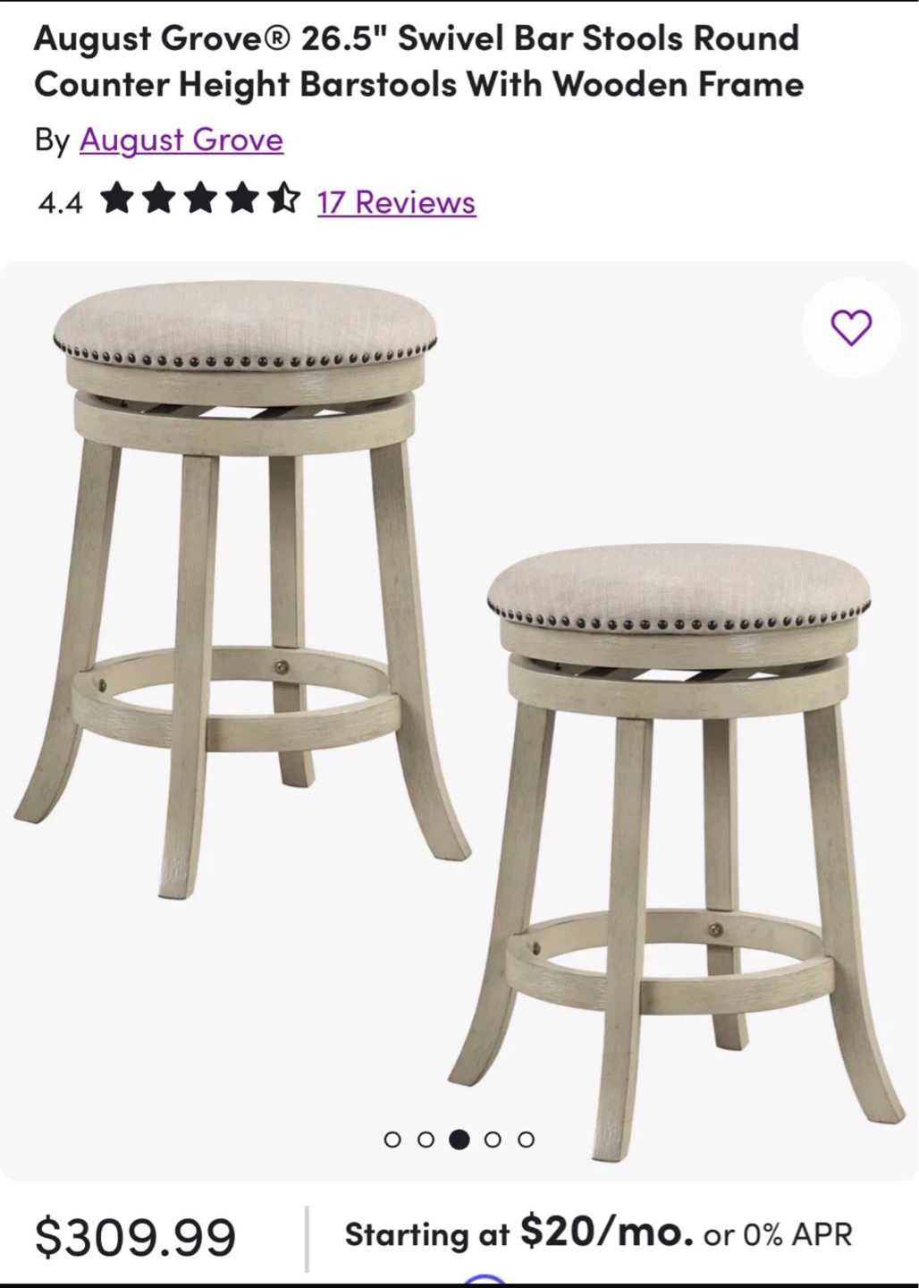 August Grove 26.5" Swivel Bar Stools