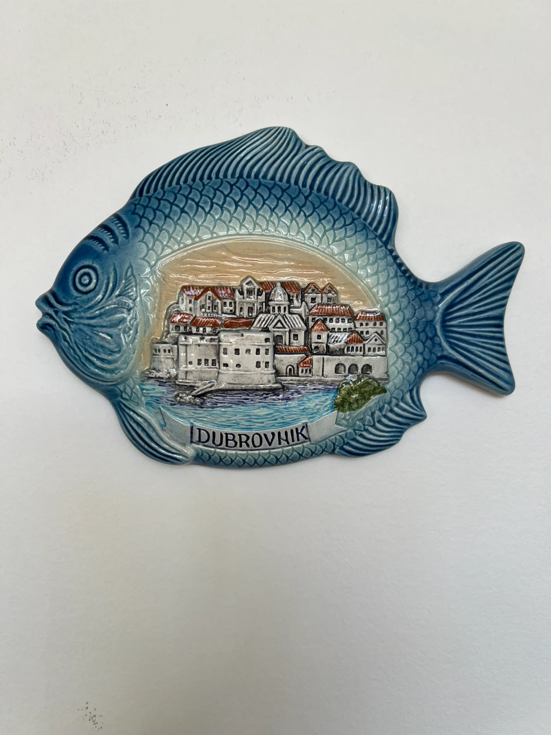Blue Ceramic Fish Wall Plaque - Dubrovnik