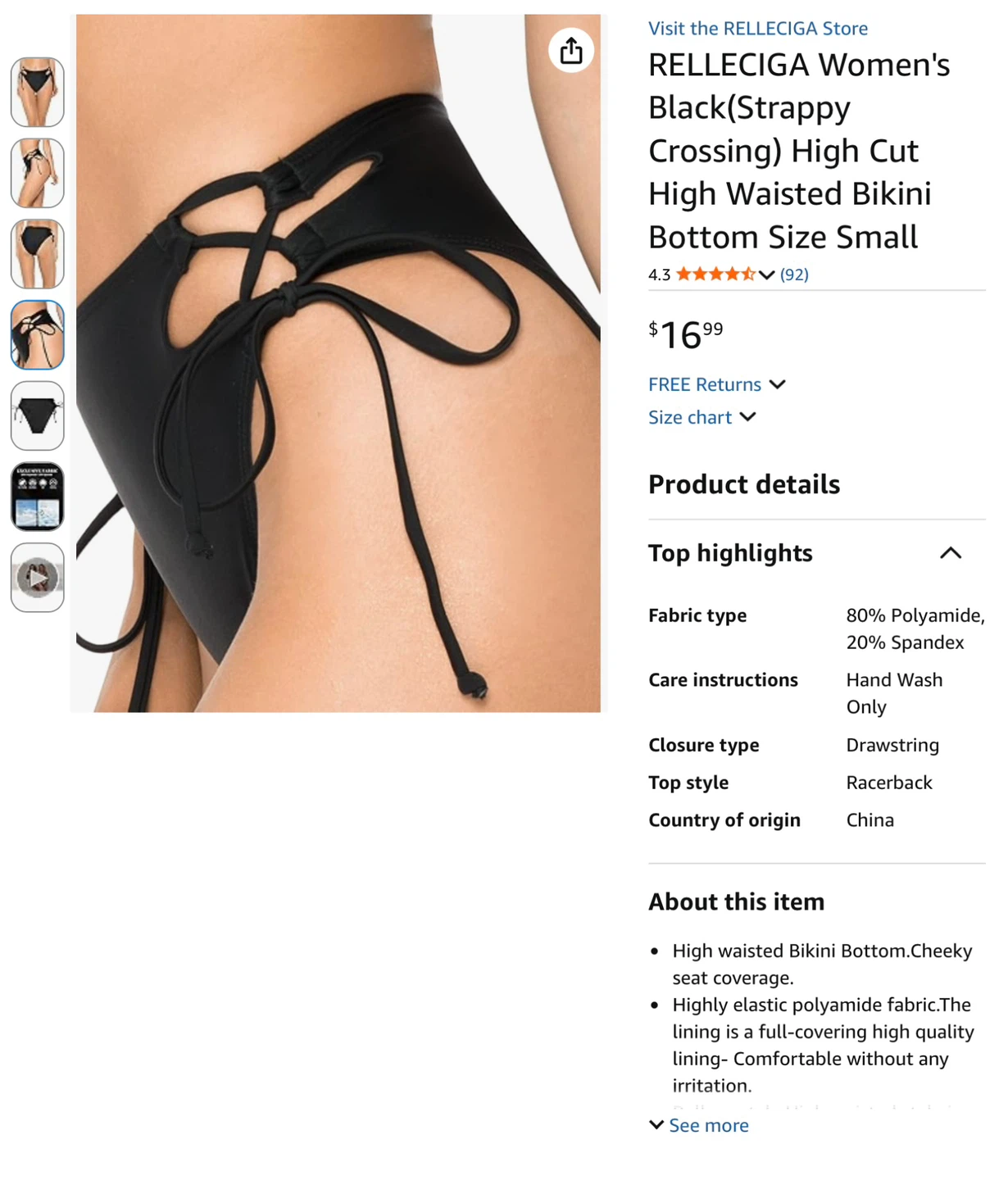 NWT Women's Push-up Triangle Bikini  - Black, Medium - photo 5