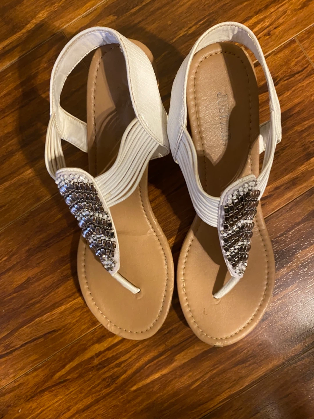 White Wedge Sandals with Embellishments