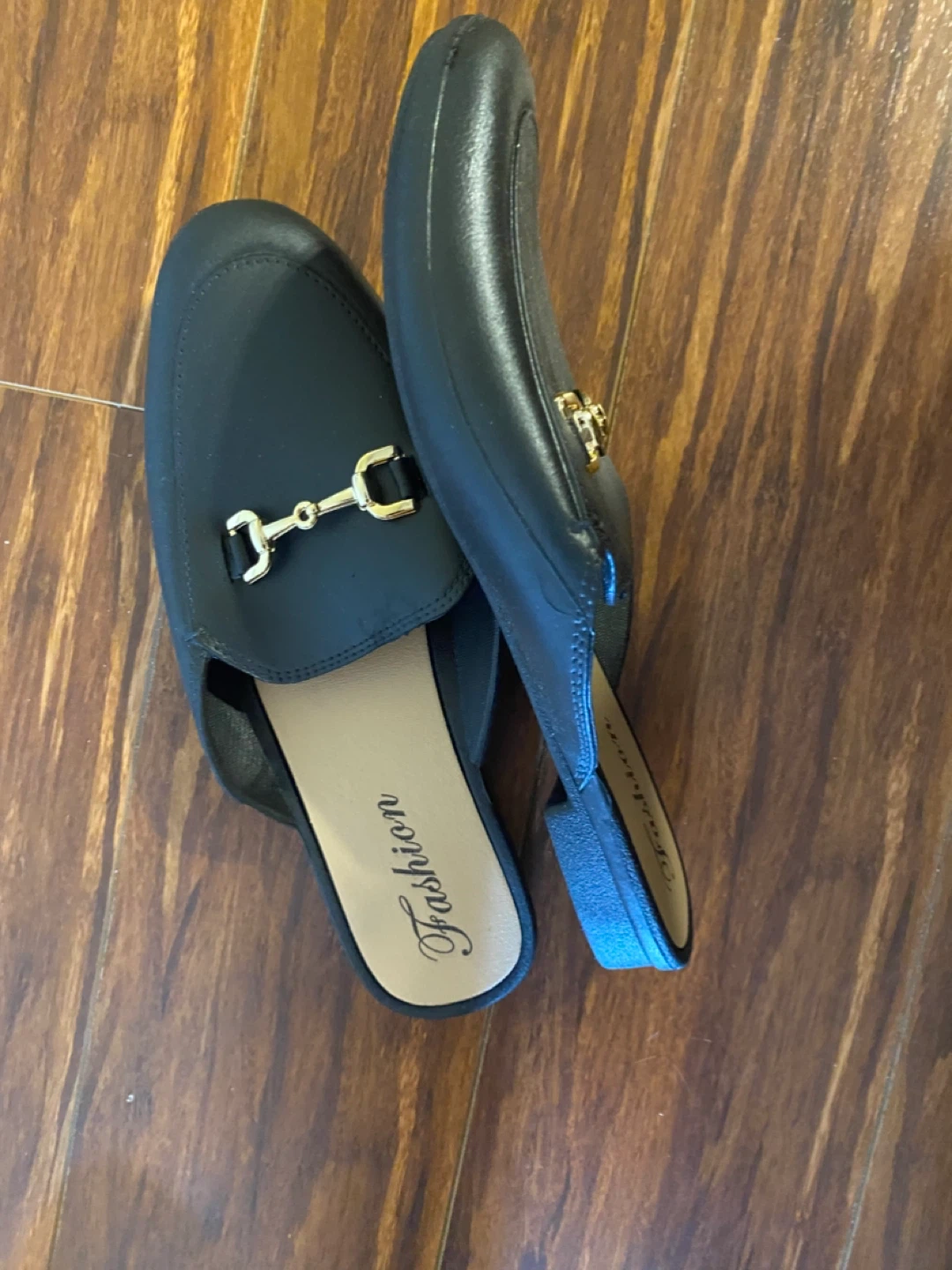 Black Fashion Mules with Gold Buckle - Size 39 - photo 2