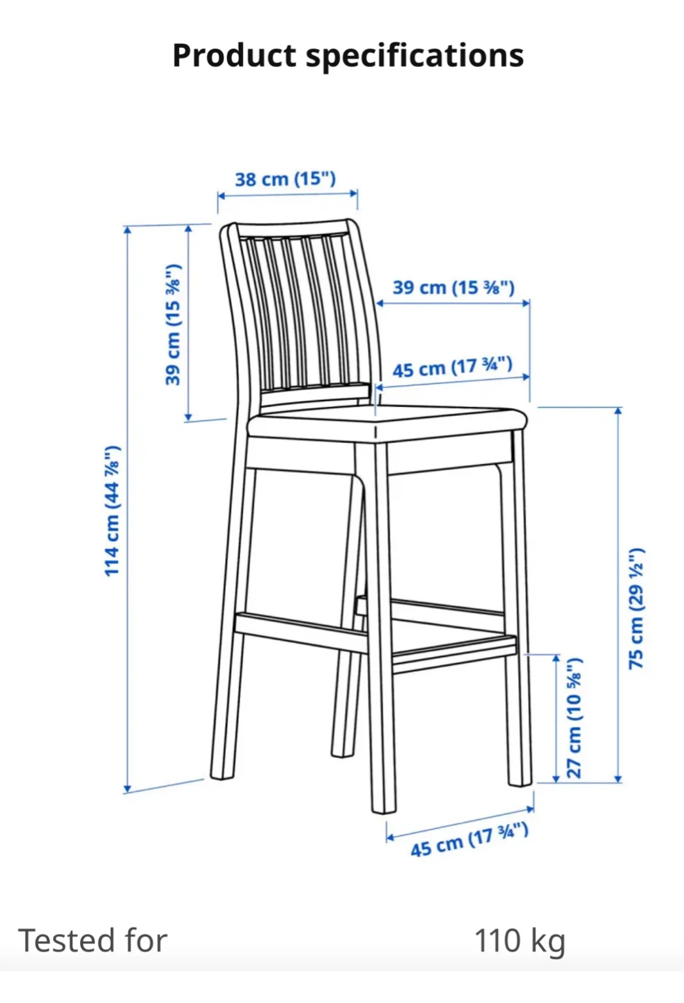 IKEA EKEDALEN Bar Stools (Set of 2) - photo 2