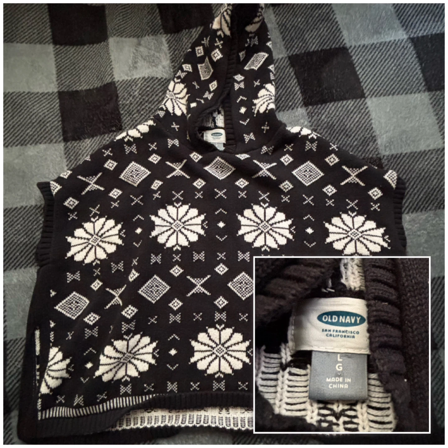 Old Navy - Black & White Crop Hoodie - *Size Women Large*