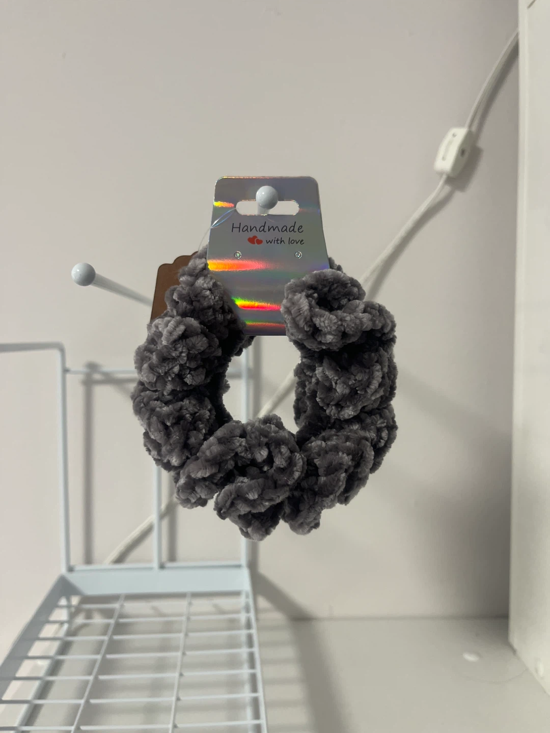 Grey Velvet Scrunchie