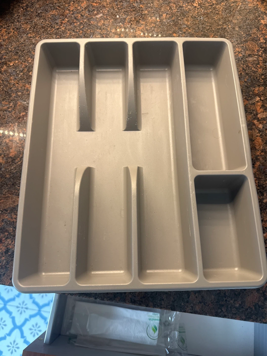 Grey Plastic Cutlery Organizer Tray