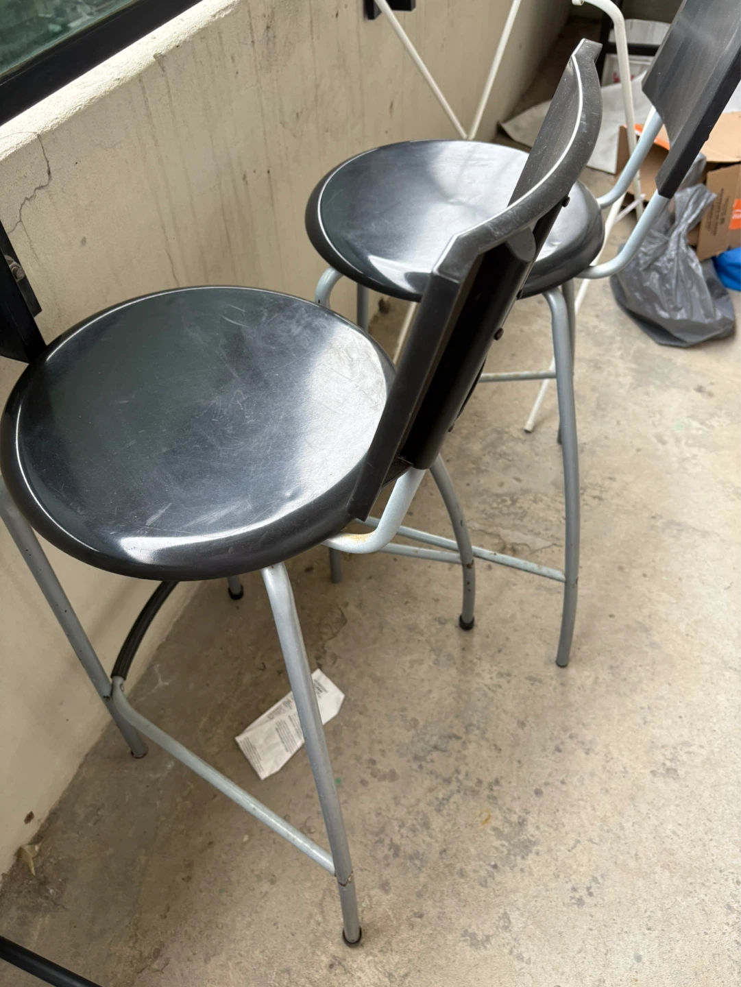 Set of 2 Black Metal Bar Stools