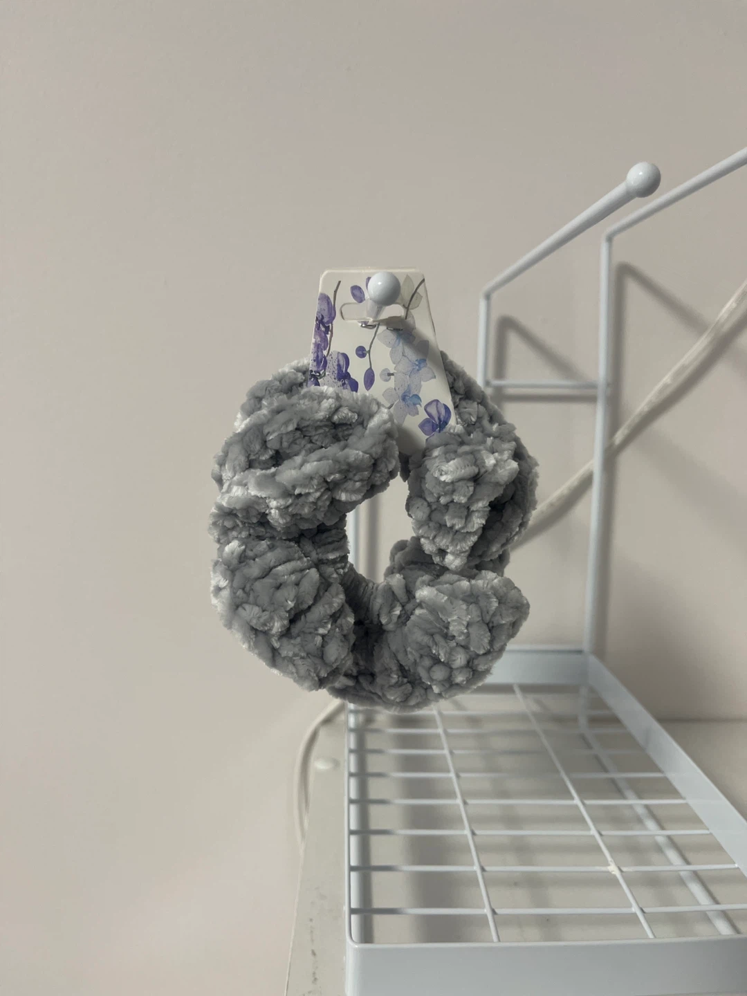 Grey Fluffy Scrunchie