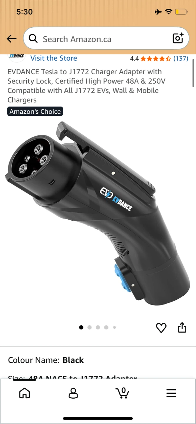 EVDANCE Tesla to J1772 Charger Adapter 48A Black
