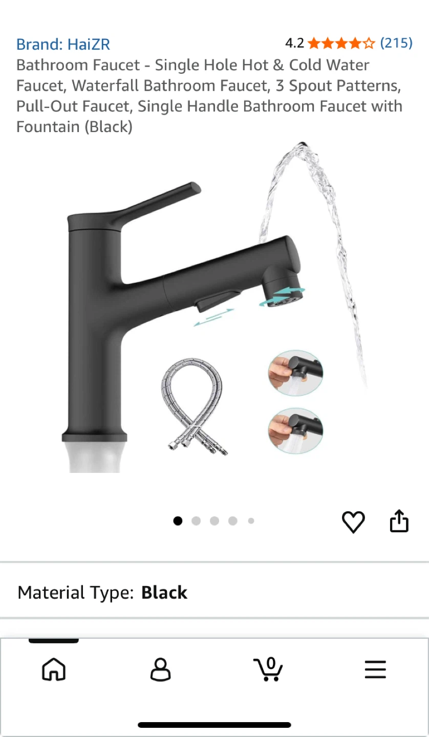 HaiZR Black Bathroom Faucet - Single Hole Pull-Out