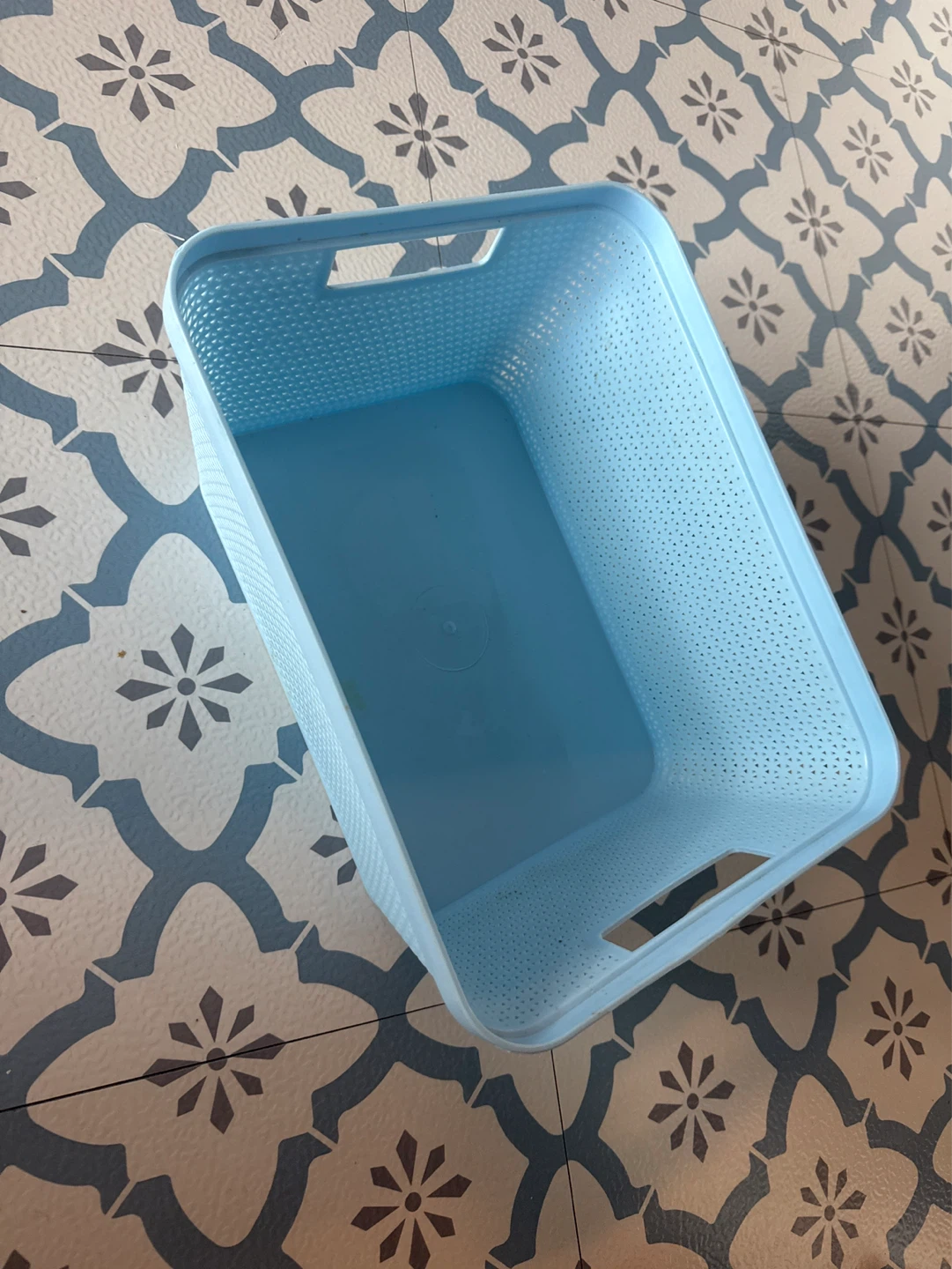 Light Blue Plastic Storage Basket