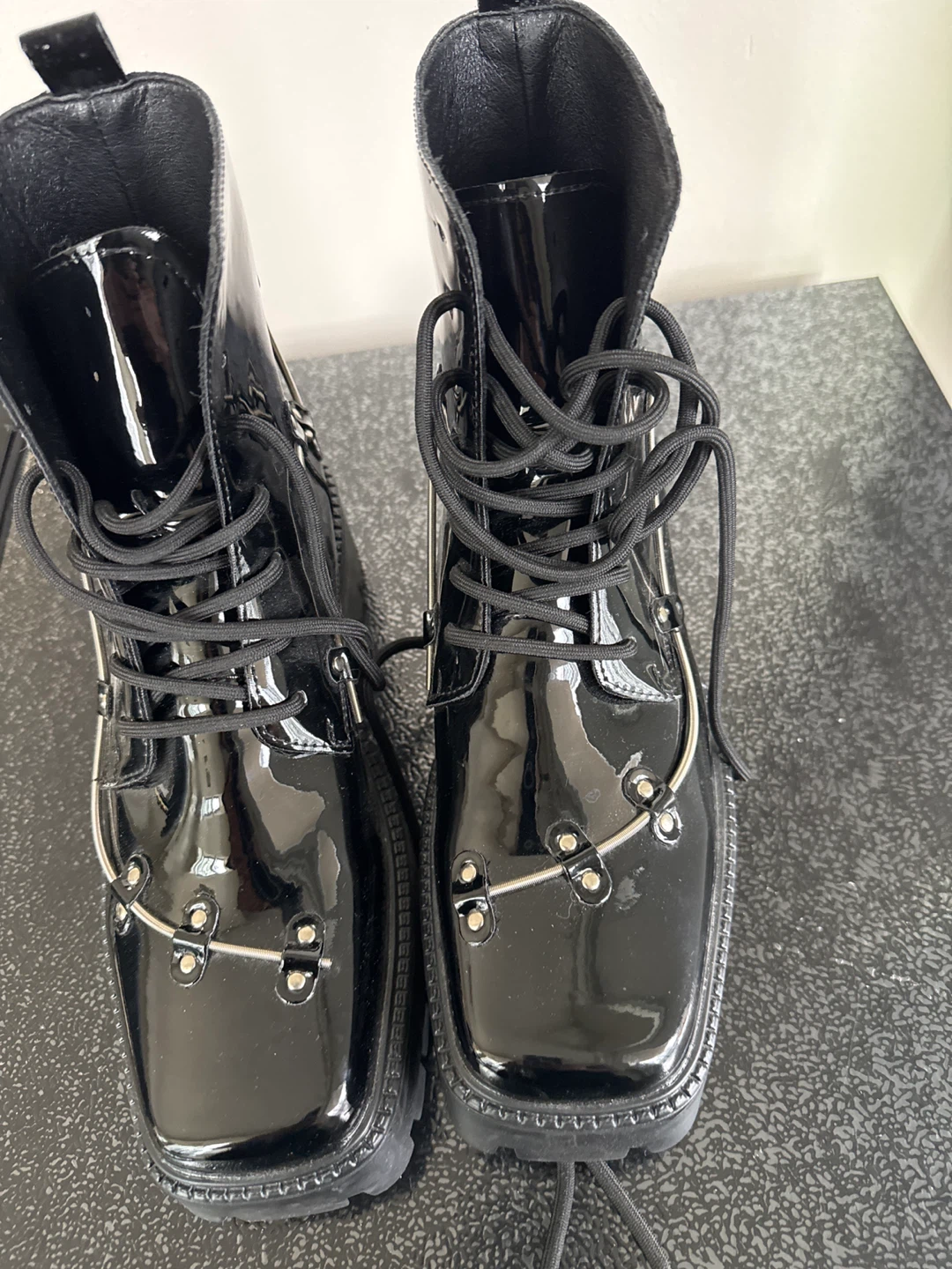 Black Patent Chunky Platform Boots - photo 2
