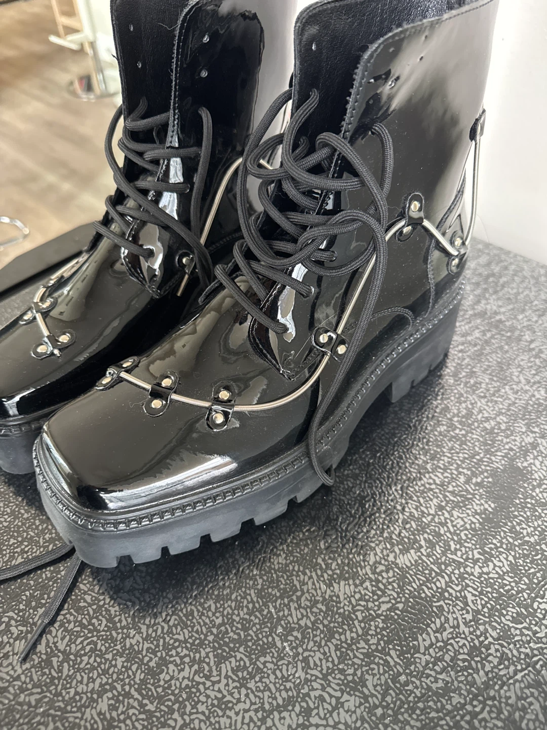 Black Patent Chunky Platform Boots - photo 3