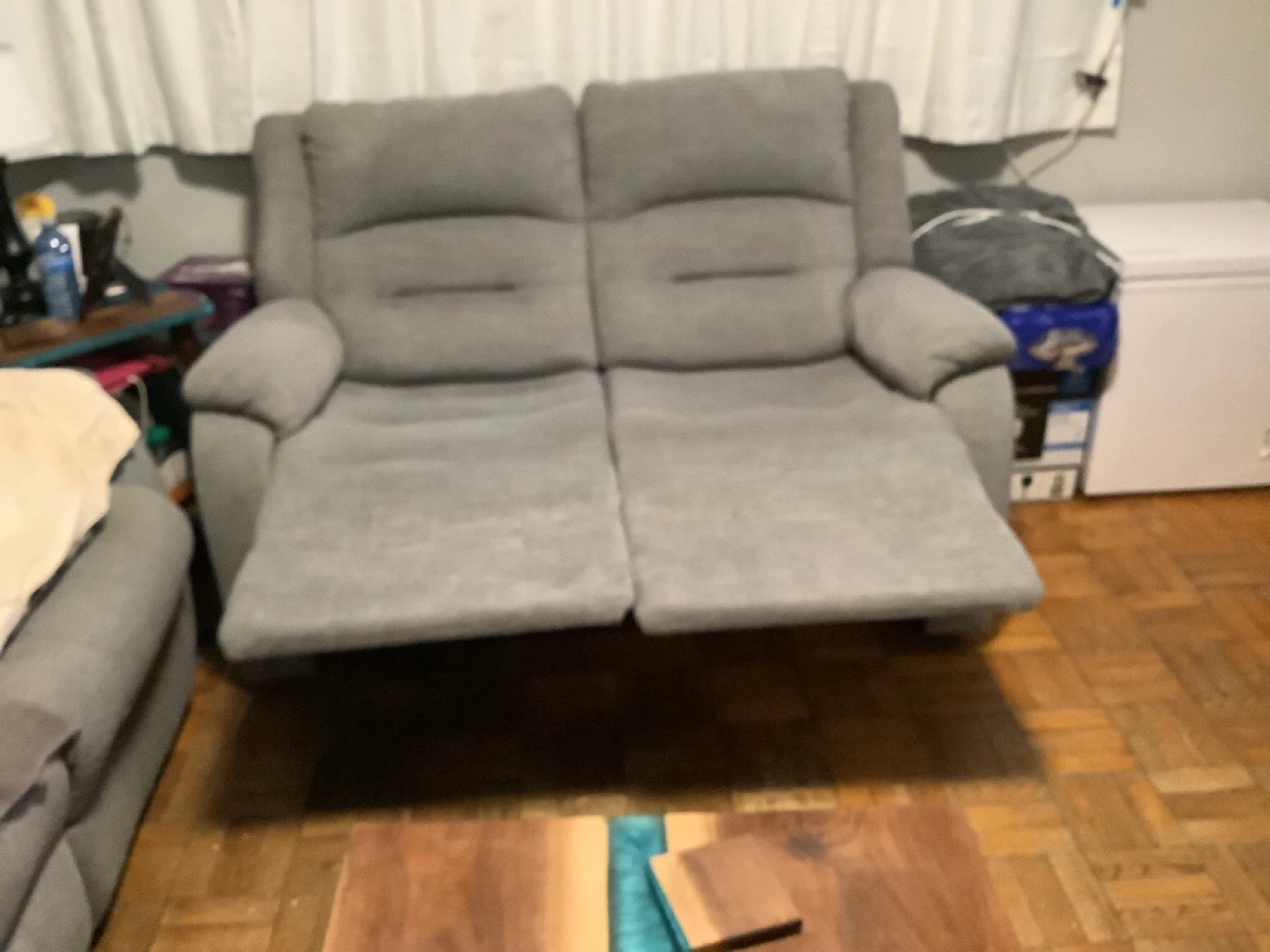 Grey Fabric Reclining Sofa - photo 5