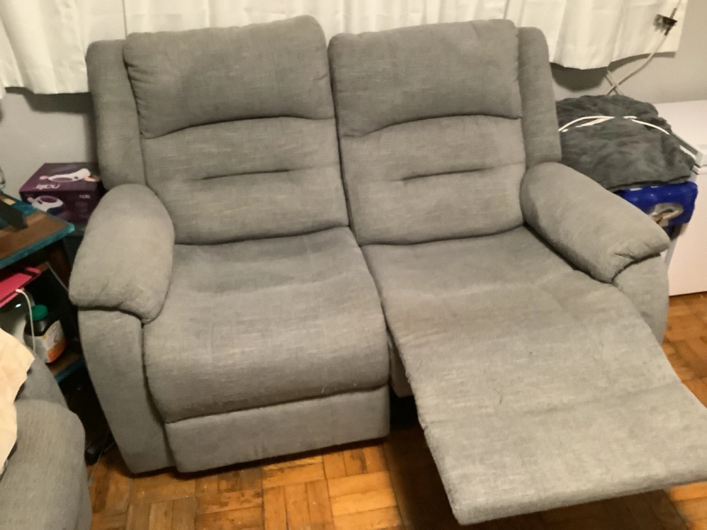 Grey Fabric Reclining Sofa - photo 4