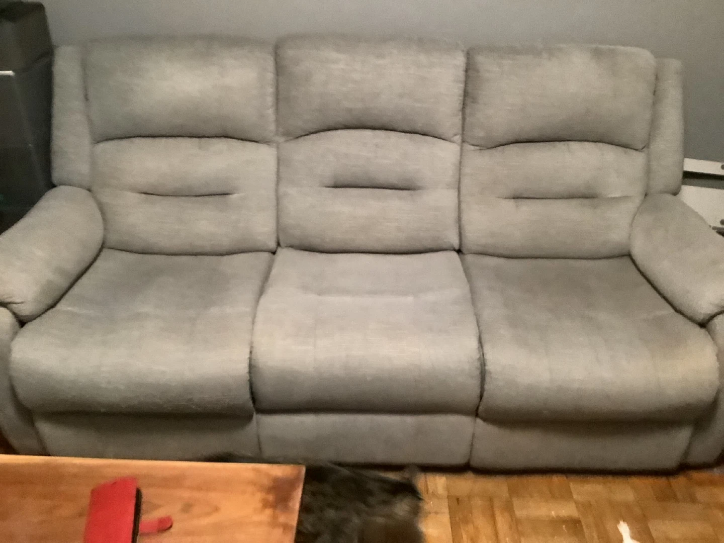 Grey Fabric Reclining Sofa - photo 3