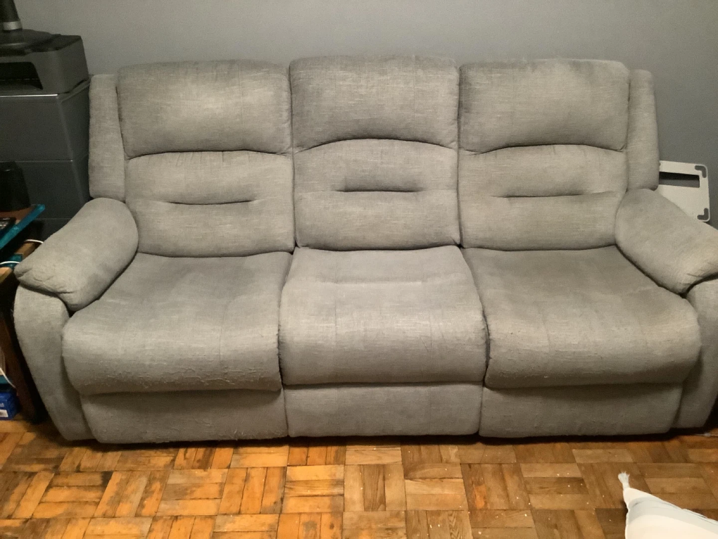 Grey Fabric Reclining Sofa