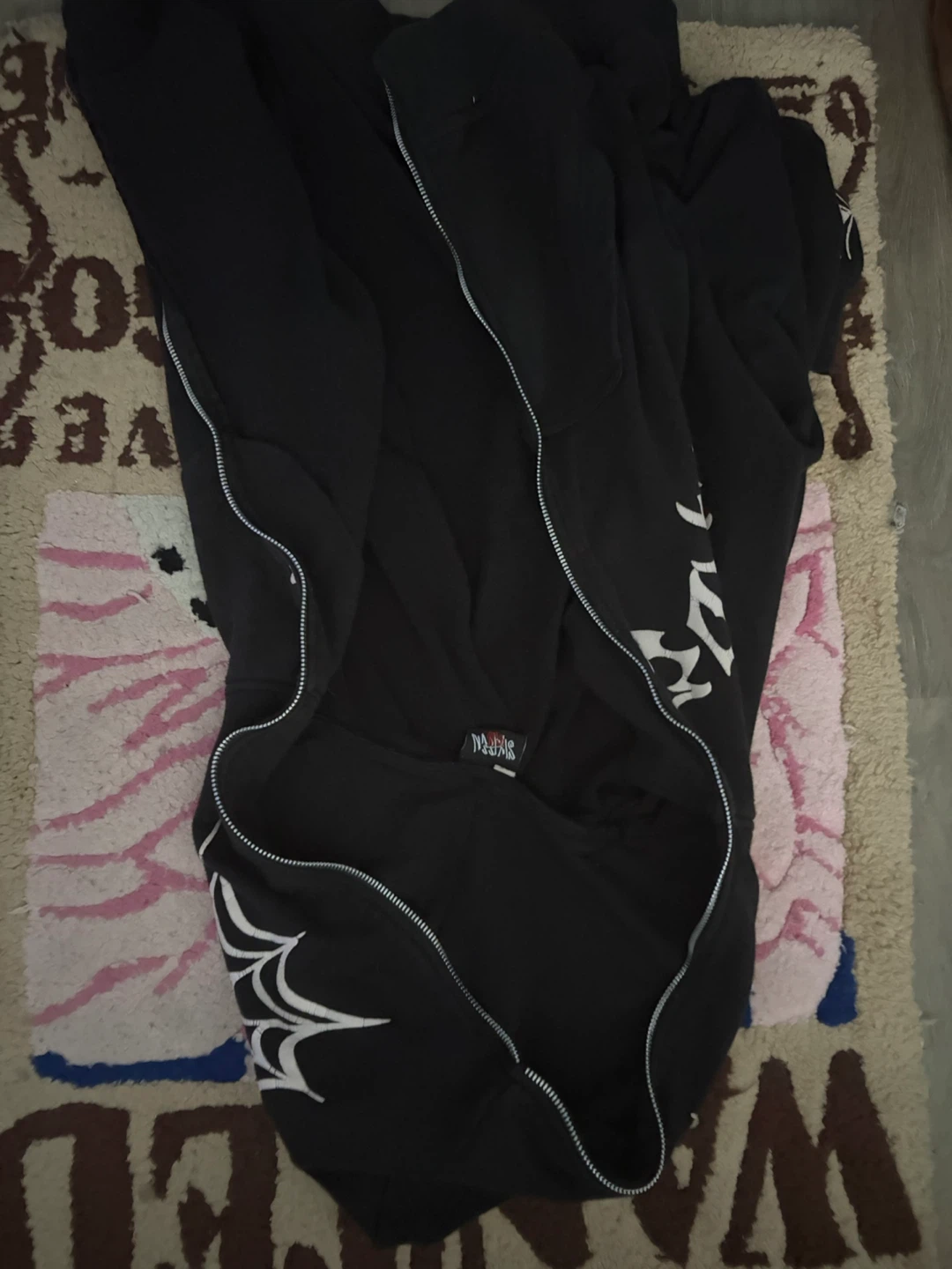 Black Spiderweb Zip-Up Hoodie - photo 3