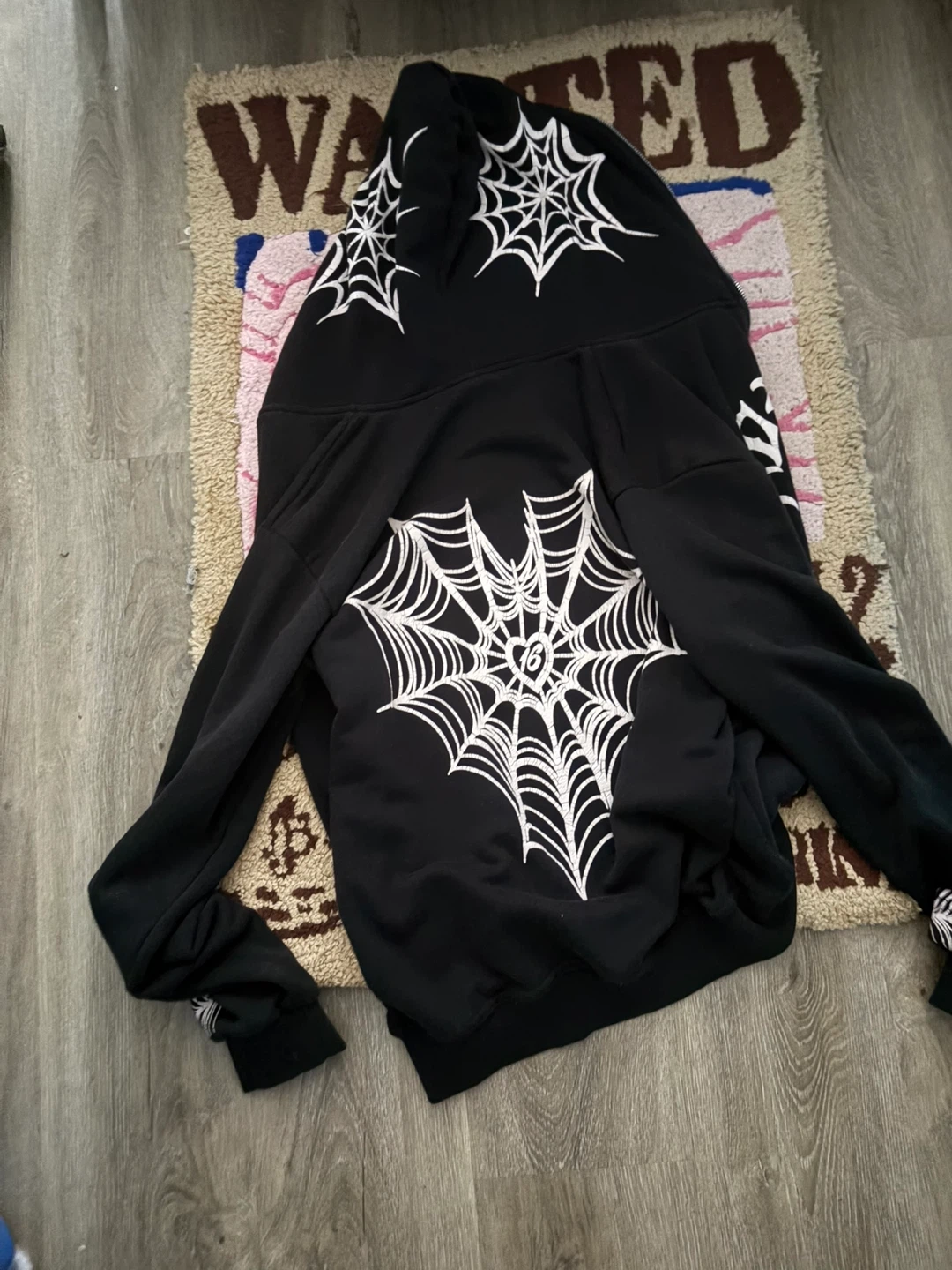 Black Spiderweb Zip-Up Hoodie