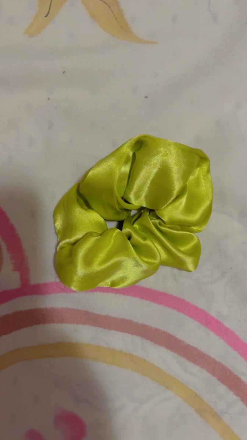⚽ Lime Green Satin Scrunchie