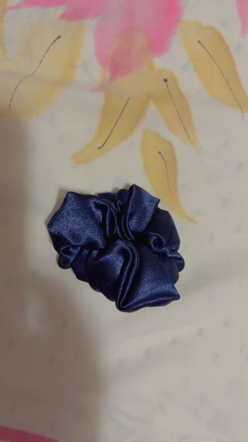 ⚽ Navy Blue Satin Scrunchie