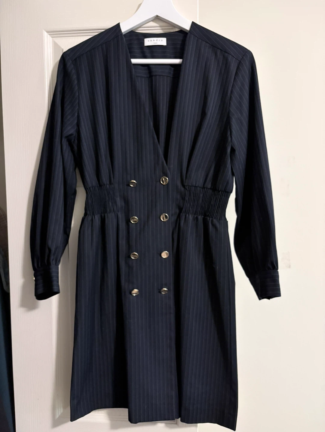 Sandro Paris Pinstripe Double-Breasted Dress