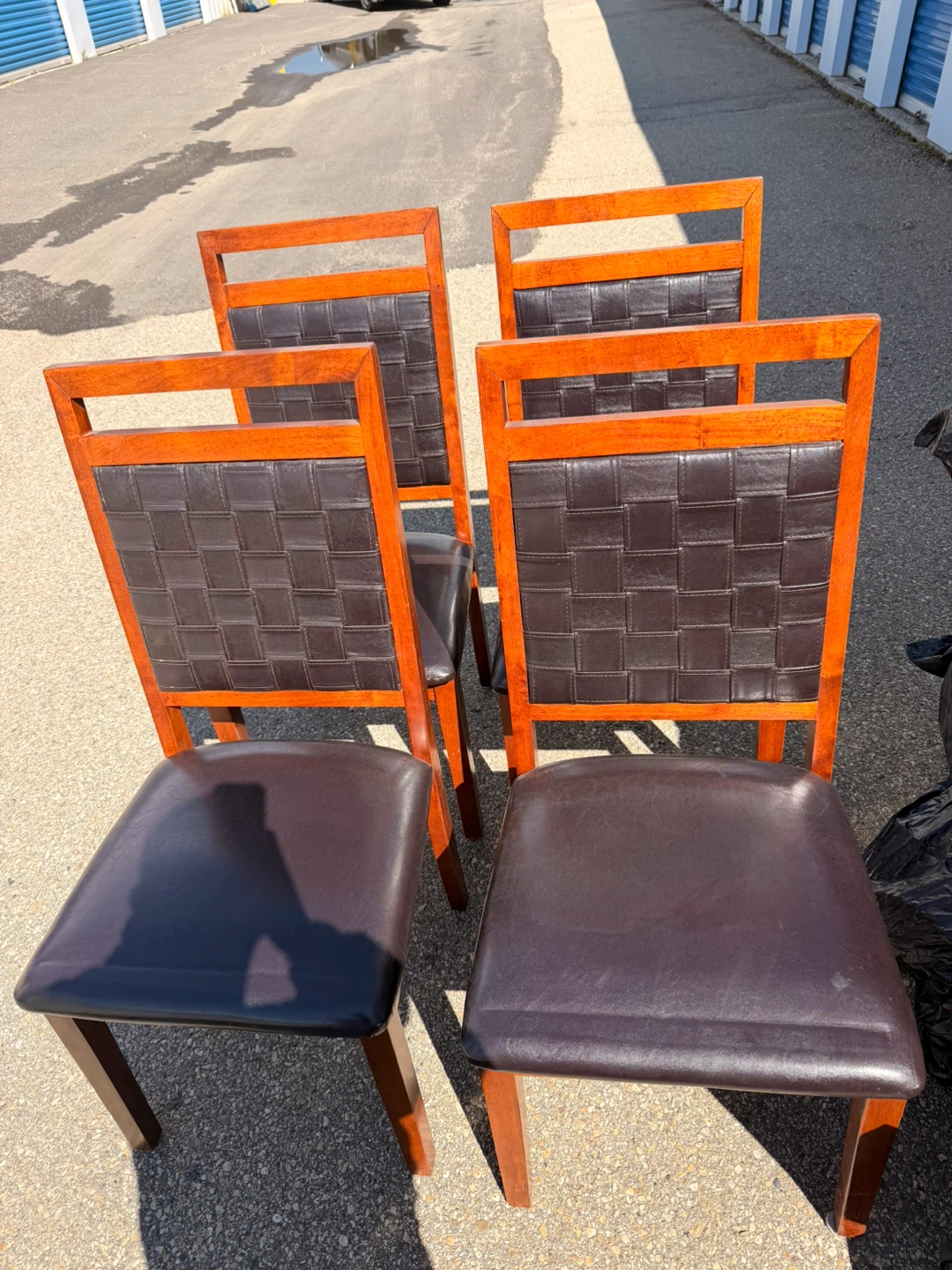 Set of 4 Dining Chairs with Woven Backs