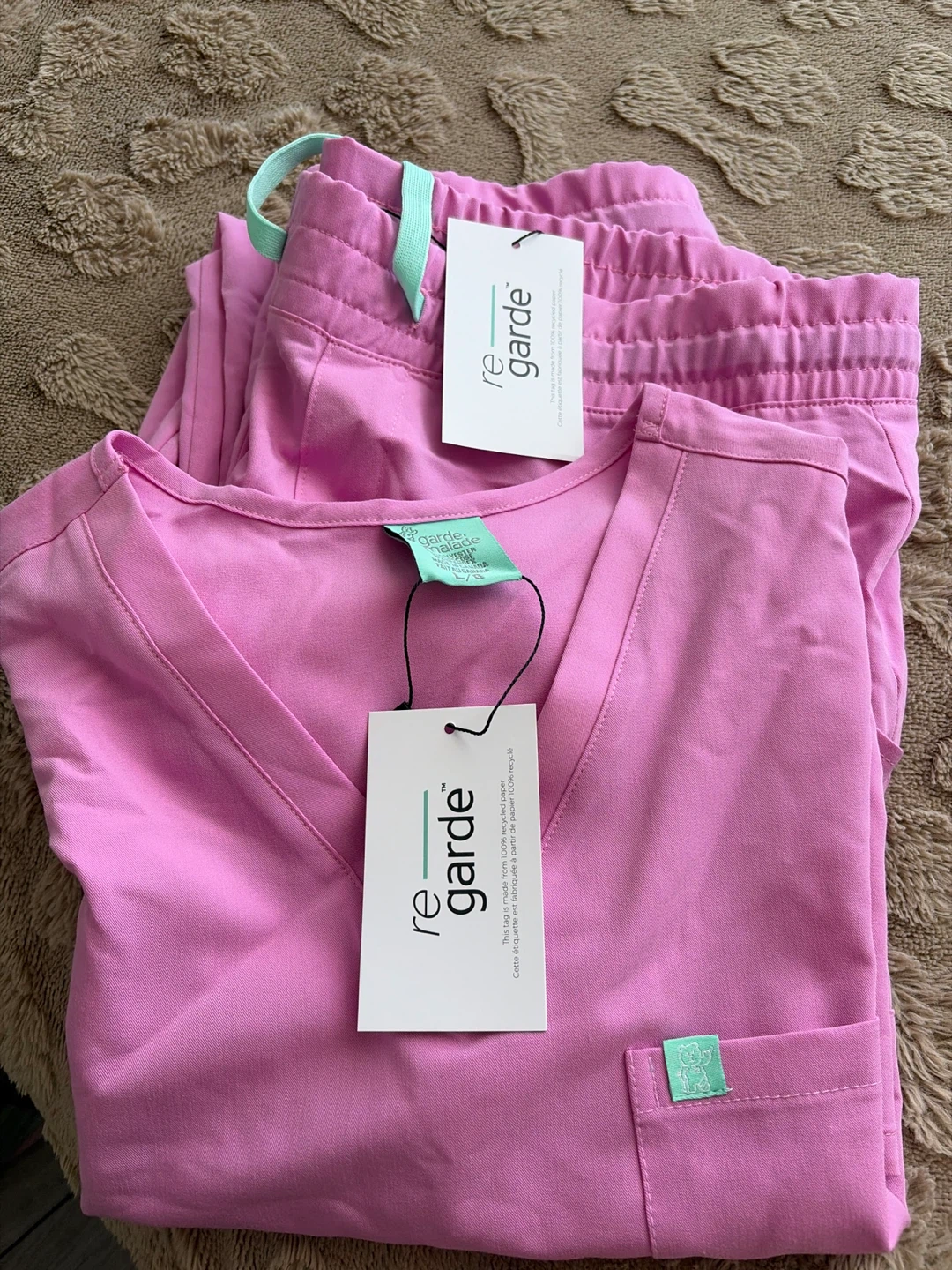 Regarde Pink Scrub Top and Pants Set