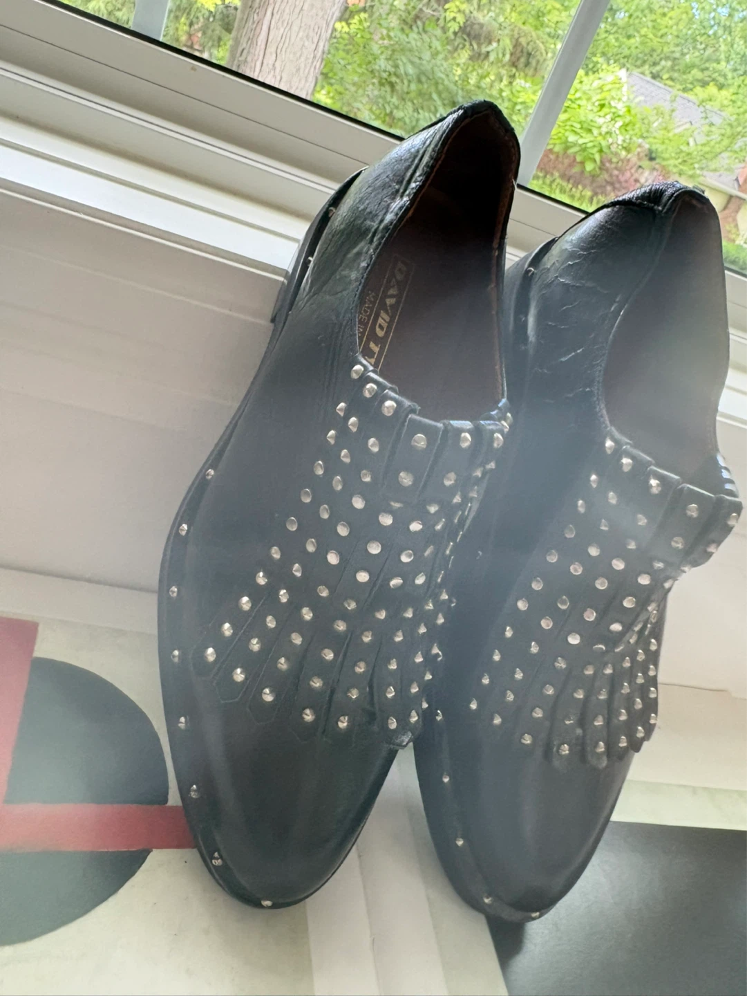 David T Miller Black Studded Loafers Size 37 - photo 5