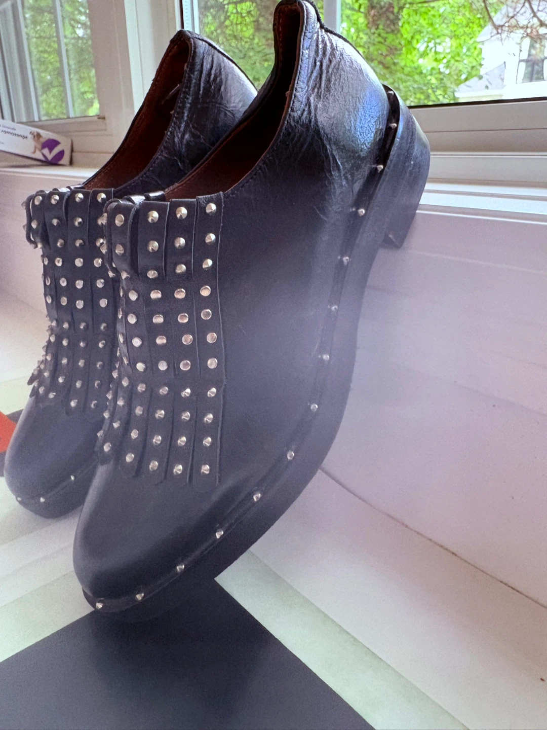 David T Miller Black Studded Loafers Size 37 - photo 2