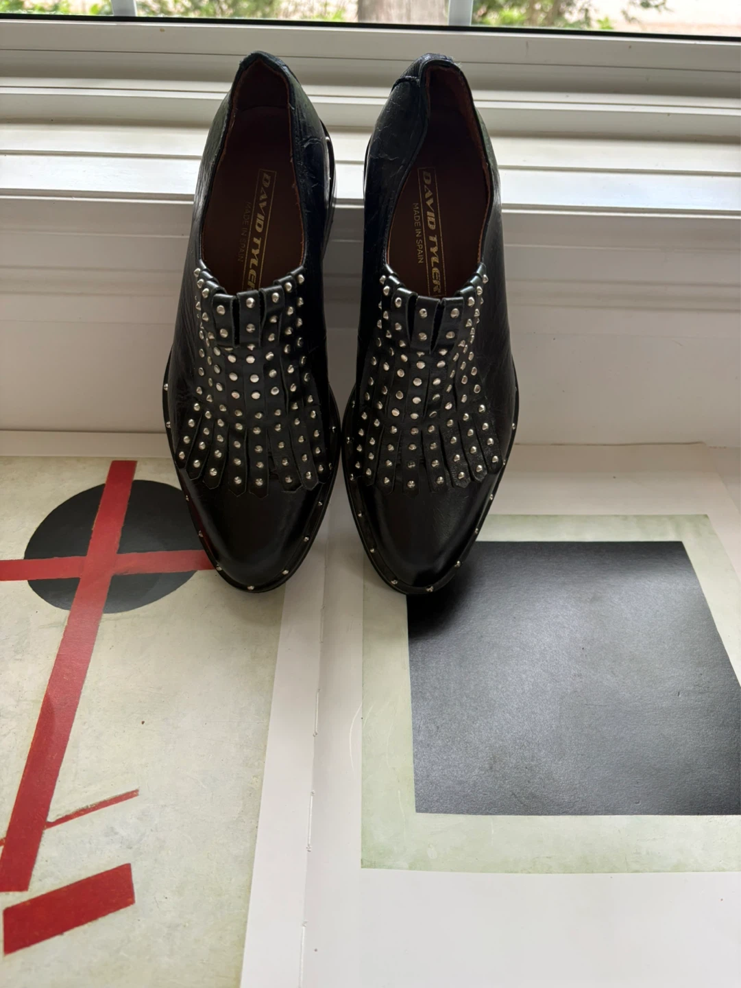 David T Miller Black Studded Loafers Size 37 - photo 3