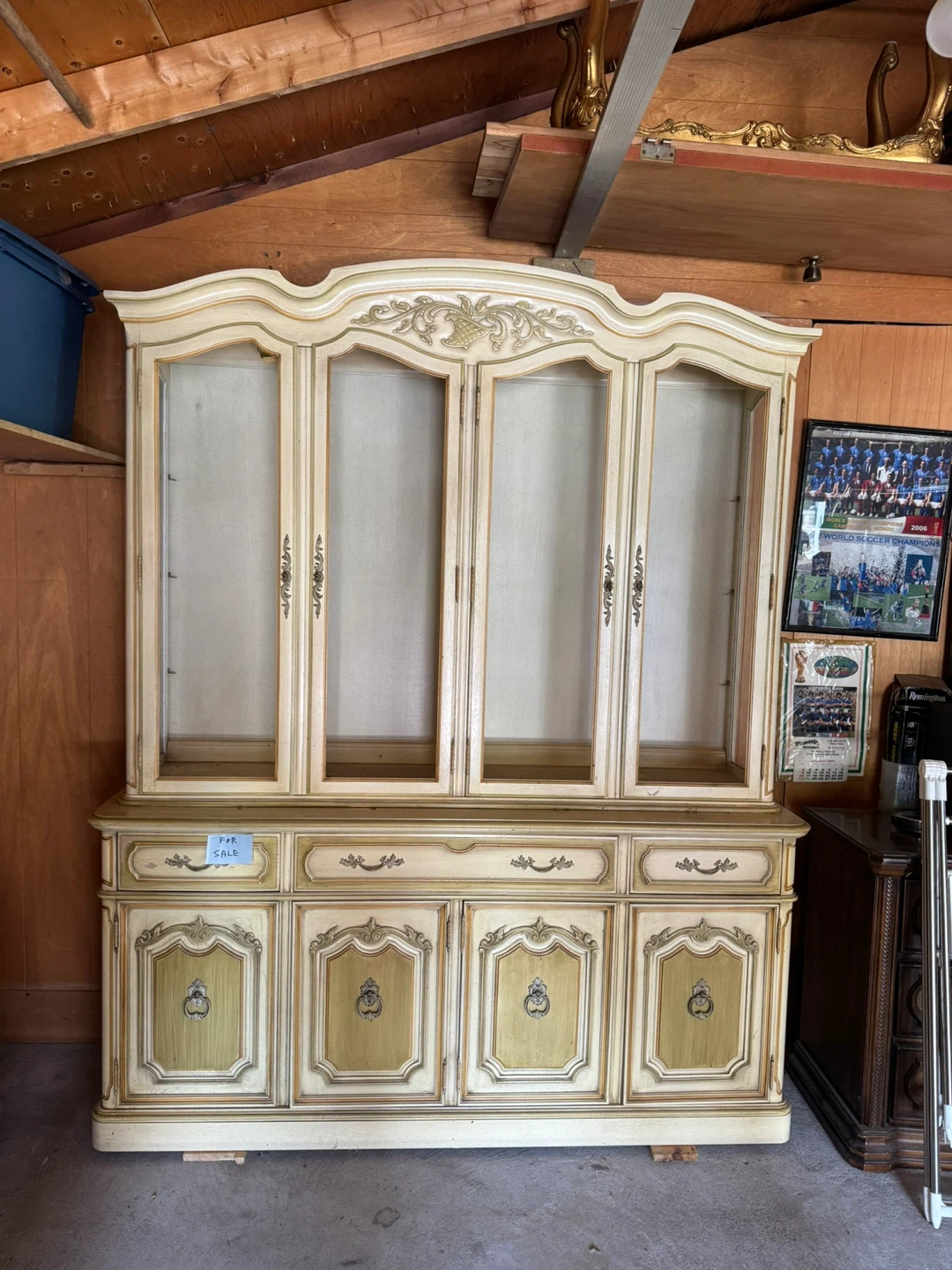 Vintage French Provincial Hutch + Credenza Set