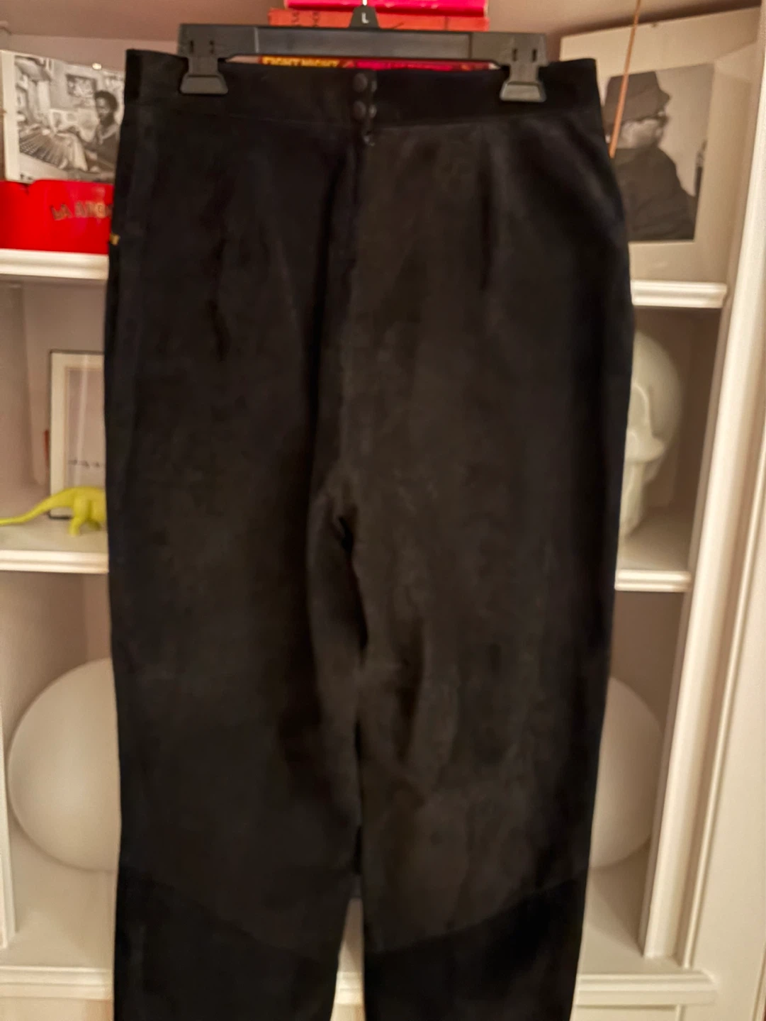 Black Suede Pants with Gold Zippers - photo 2
