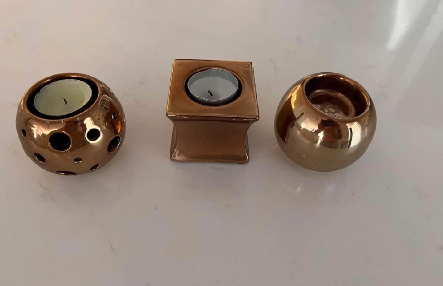 Set of 3 Copper Finish Candle Holders