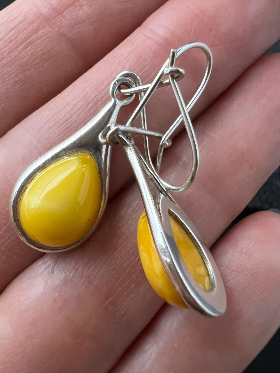 925 Butterscotch Baltic Amber Teardrop Earrings - photo 5
